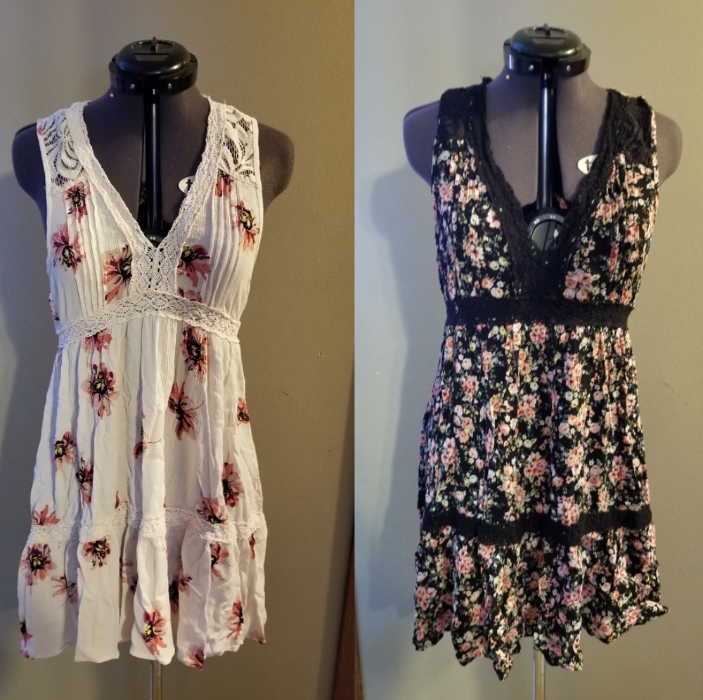 2 floral, lace dresses